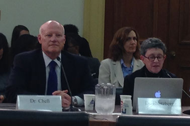 CBA President Joanne Kurtzberg and NMDP Chief Executive Officer Jeff Chell testify in support of the Stem Cell Act re-authorization before the House health subcommittee.